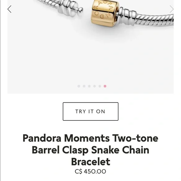 Authentic Pandora Moments Two-tone Barrel Clasp Snake Chain Bracelet - FIRM - Picture 11 of 15